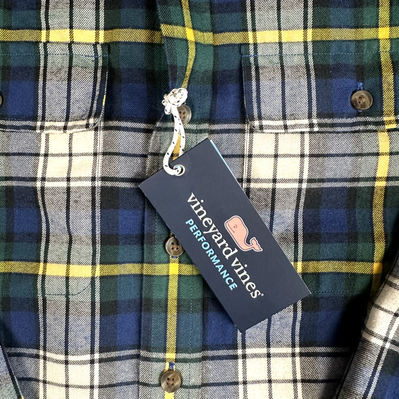 Vineyard Vines Crosby Shirt Mens Small Plaid Button Down Flannel Performance New - Picture 5 of 12